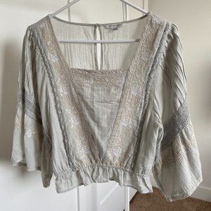 American Eagle Wide Sleeve Embroidered Blouse